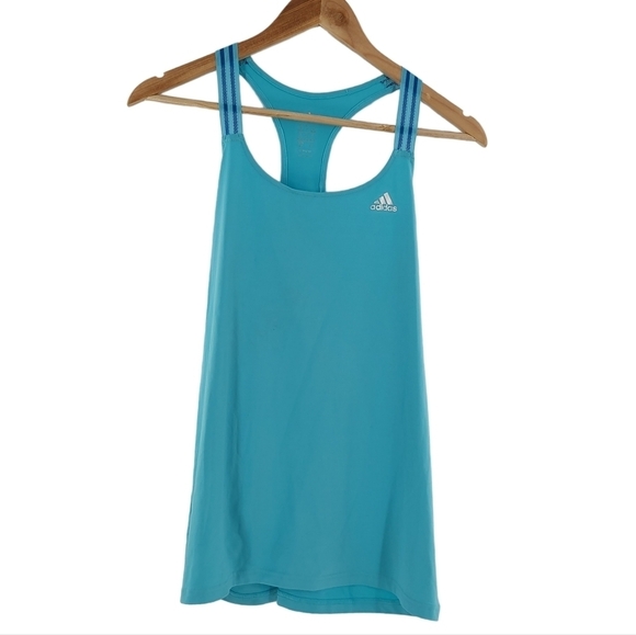 Adidas Shirt Med Blue Tank Top Sleeveless Pullover‎ Racerback Climalite - Picture 1 of 4